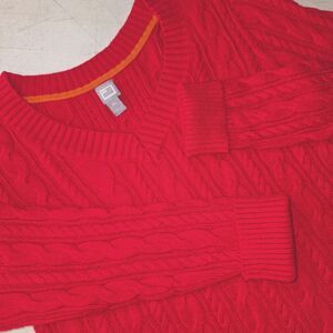Chunky Cable Knit Sweater Women Petite Large VNeck Cozy Pullover Casual JCPenney